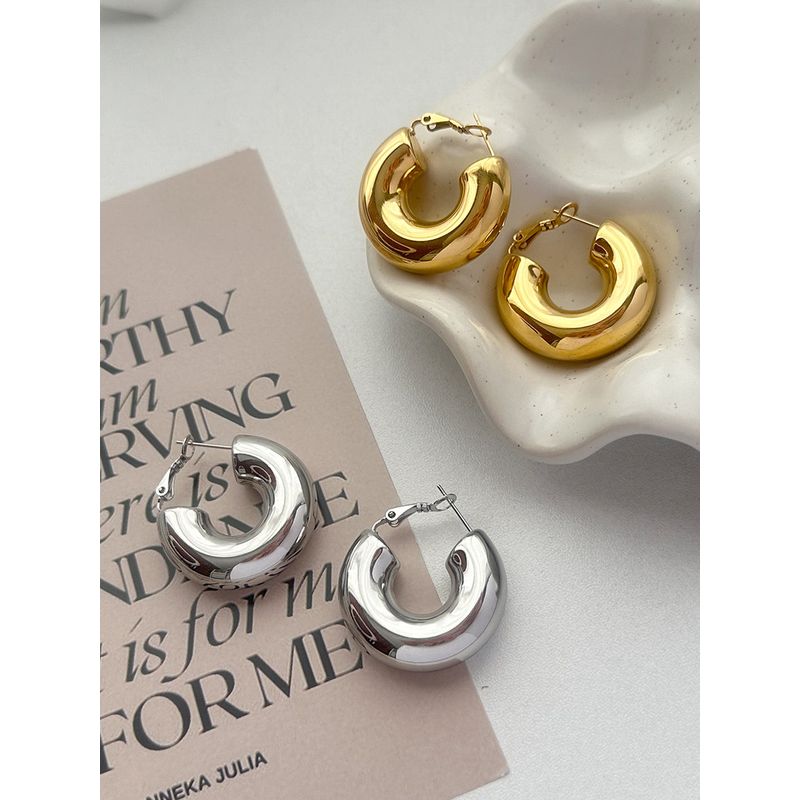 INS Super Cool Thick round Women's Titanium Steel Fashionable Earrings