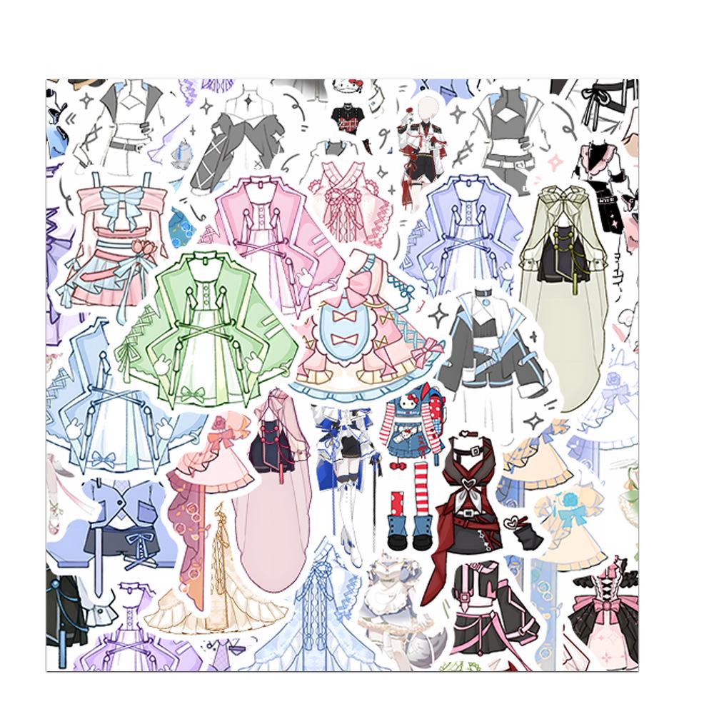 63-Piece Clothing Design Doodle Stickers for Skirts & Outfits