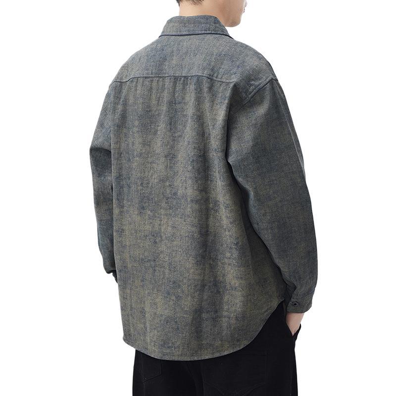 New Spring Japanese Retro Men's Loose Shirt Striped Casual American Shirt Jacket