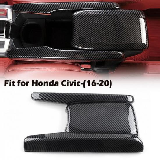 Center Console Armrest Box Cover ABS Carbon Style for 10th Honda Civic 2016-