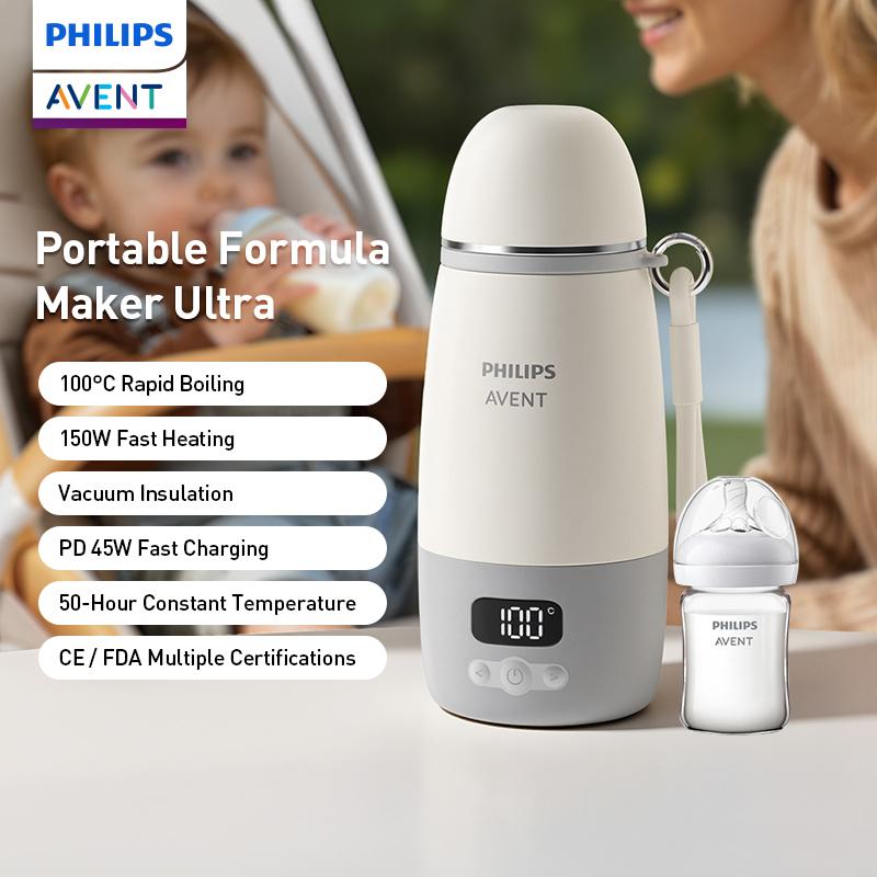 Philips AVENT Przenośny przygotowywacz do mleka modyfikowanego Ultra Szybkie gotowanie do 100°C Inteligentna kontrola temperatury Kubek termiczny 500 ml