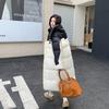 Autumn Winter Thicken Warm Parka Women Casual Contrast Color Big Pocket Loose Long Hooded Coat Jackets Outwear