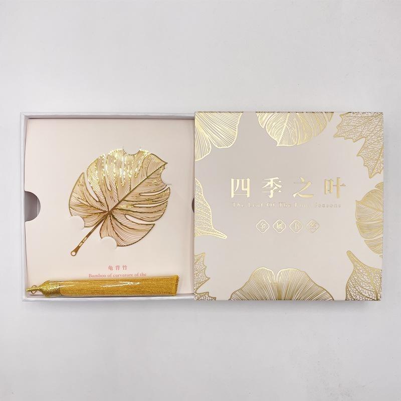 Liść Czterech Pór Roku China-Chic Guowen Kreatywny Prezent Metalowa Zakładka Pudełko Prezentowe dla Uczniów Prezent Biznesowy dla Nauczycieli na Dzień Nauczyciela