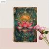 Arte da Parete in Metallo 2D Piatto, Vivace per Fiore di Loto – 20,32x30,48 cm Decorazione in Ferro Battuto con Design Celeste, Facile da Appendere, Pre-Forato