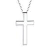 [ChainsHouse] Cross Necklace for Women, Crucifix Pendant, Sterling Silver 925, Platinum Finish, Simple Accessory