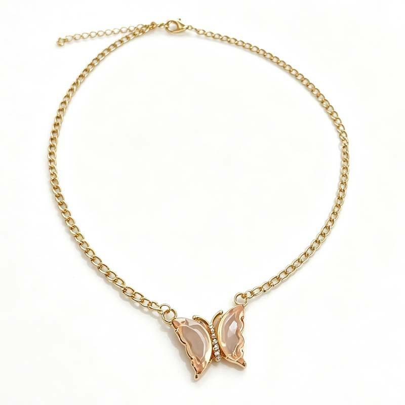 Butterfly Rhyme Enamel Necklace: Unique Lucky Butterfly Clavicle Chain for Sweet Girls' Commuting and Dating.