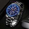 2pcs/set, Fashion Men's Calendar Quartz Watch, Casual Men's Stainless Steel Wrist Watch & Bracelet, Best Gifts for Him