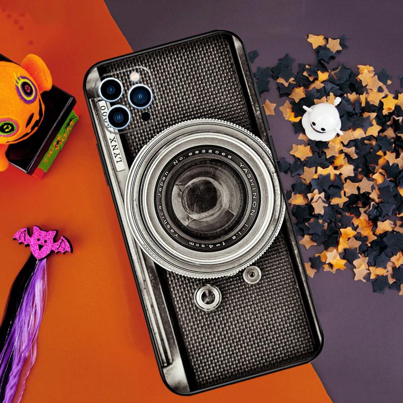 Retro Camera Bumper Case For iPhone 16 14 15 Pro Max 11 12 13 Pro Max Mini XR 16e 16 15 Plus Phone Cover