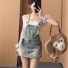 2025 Women's College Style Summer Denim Skirt Overalls - Slim Fit, Hip-Hugging, Age-Reducing