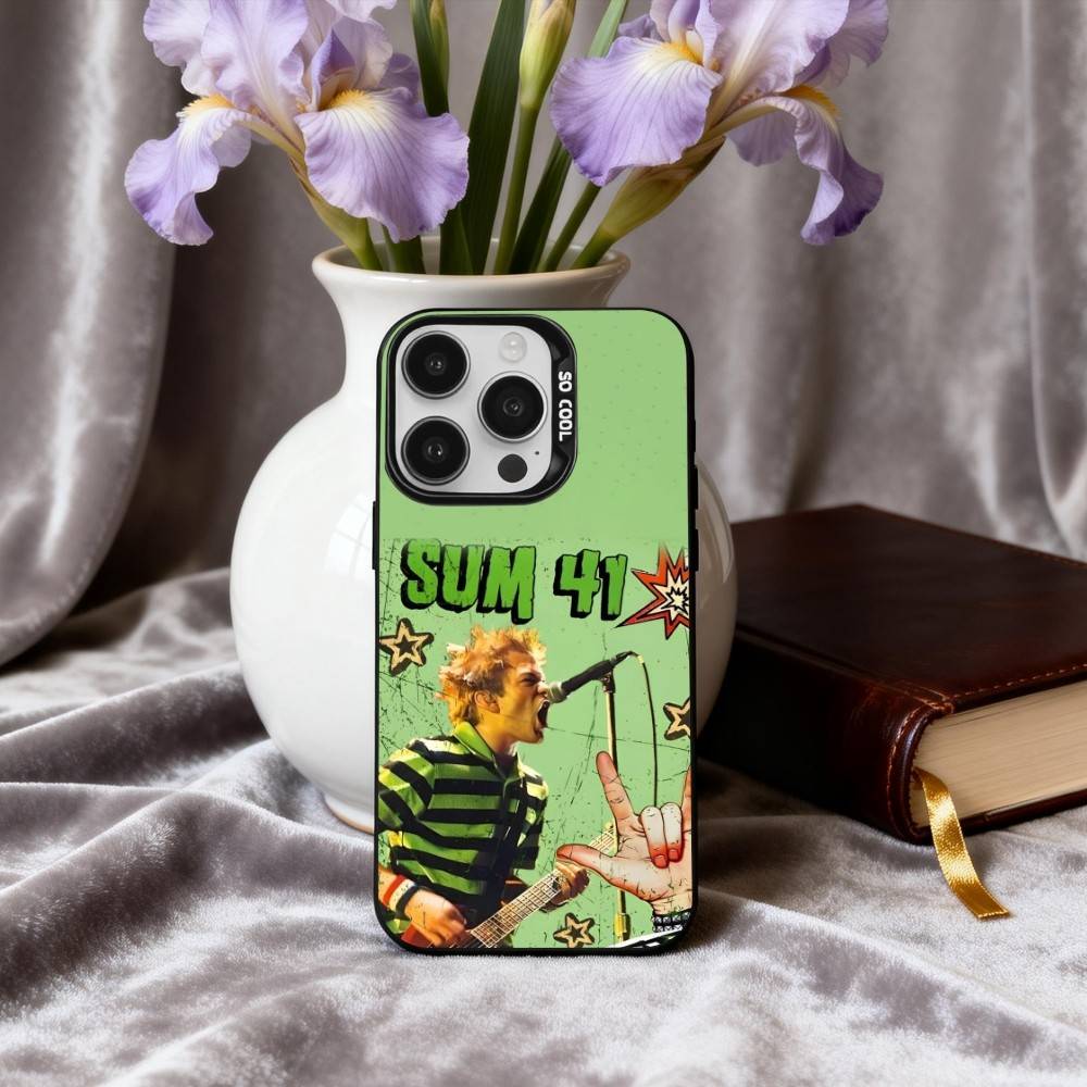 Hard-rock S-Sum 41 Band Phone Case For iPhone17,16,15,14,13,12,11 Plus,Pro Max Black Candy Silver Phone Case