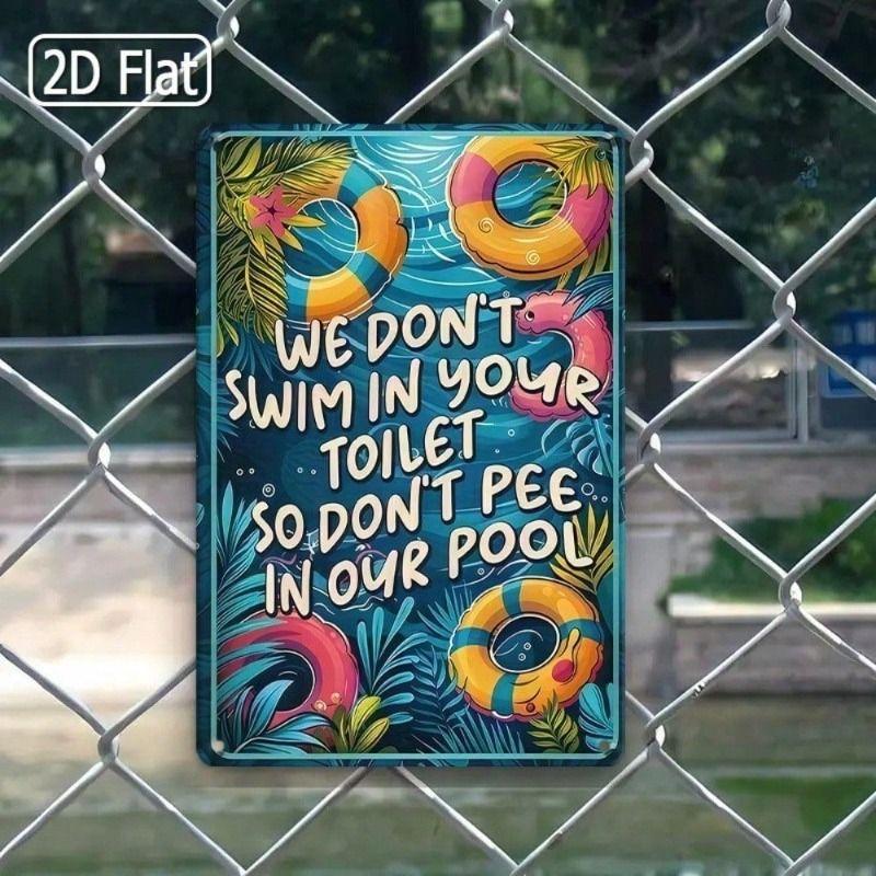 Wall Art Metal Poster, Pool Rules Bathroom Signs Humorous Home Decor