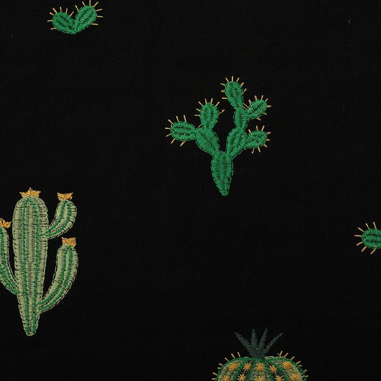 

Thick Cotton Linen Fabric with Cactus Embroidery for Handmade DIY Projects