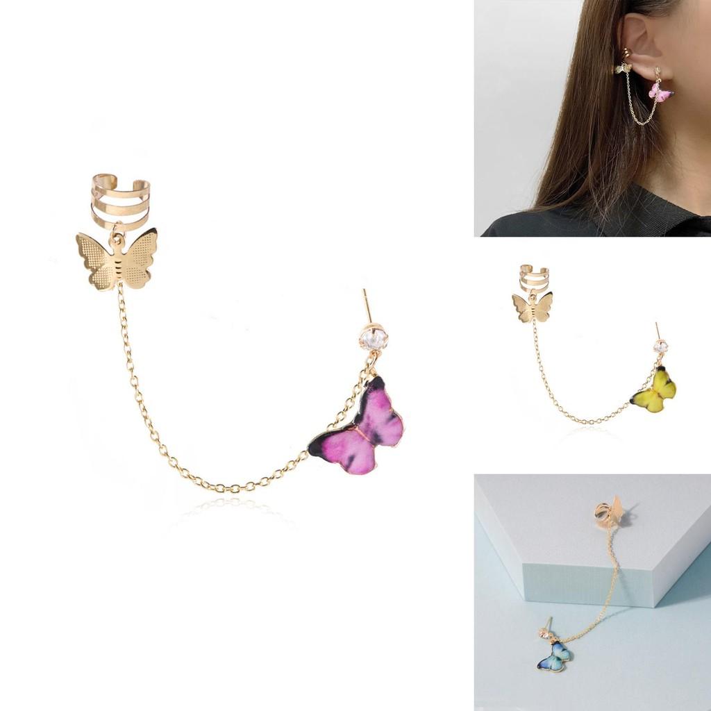 Modern European Trend Butterfly Chain Earrings Unique Minimalist Style