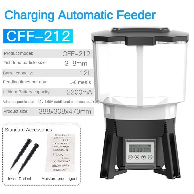 Solar Fish Pond Automatic Feeder Aquarium Intelligent Timing Feeding Device Outdoor Large Capacity Food Dispenser