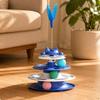 Cat Track Toy SelfEntertaining Feather Teaser Pet Accessory for Cats, Kittens, Indoor Play Blue