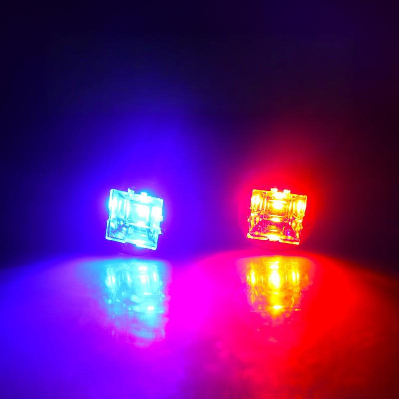 2Pcs Duol Color Led Spotlight Motorcycle Led Mirror Light Warning Flashing Light Running Light For Utv Atv Red Blue 12V
