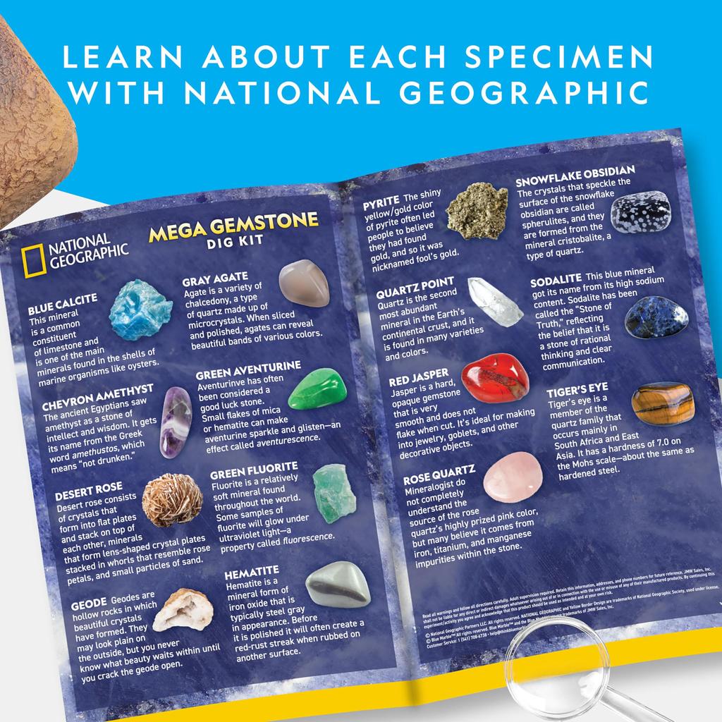 National Geographic Mega Gemstone Excavation Kit A science kit to excavate 15 real gemstones and A great gift for girls and A mining kit for mineral –