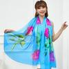 Asciugamano da Spiaggia Oversize in Chiffon Primavera e Autunno Donna Protezione Solare Sciarpa Floreale con Motivo Broccato Sciarpa Lunga
