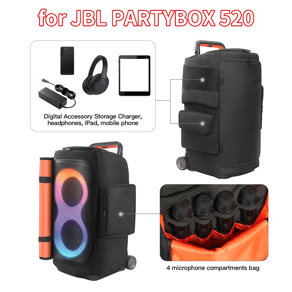 Portable Speaker Dust Case Zipper Closure Padded Speaker Protective Cover Double-Sided Speaker Storage Bag for JBL PARTYBOX 520