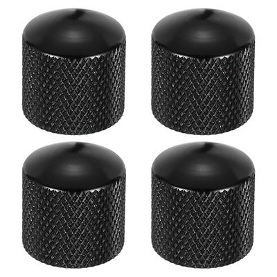 Uxcell Set Aluminum Guitar Knobs Shaft Volume Tone Control Knobs Black CNC Machined Keyring Design Electric Guitar Bass Audio Tuning Replacement