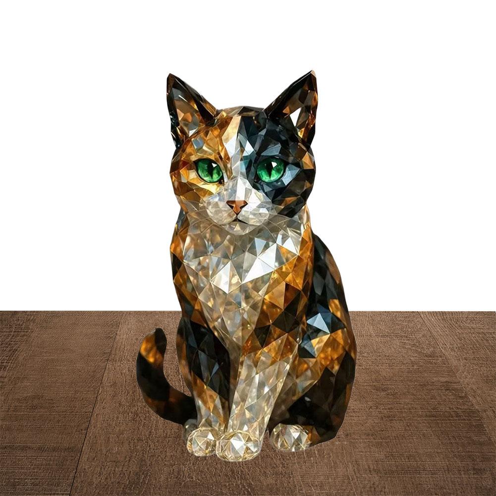 Creative Fake Crystal Cat/Dog Figurines Mini Collectible Art Clear Statue Resin Animal Artwork Sculpture for Home Office Decor