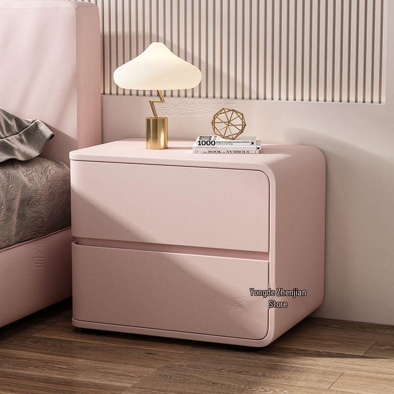 Modern Cream Leather Bedside Table - No Installation Needed