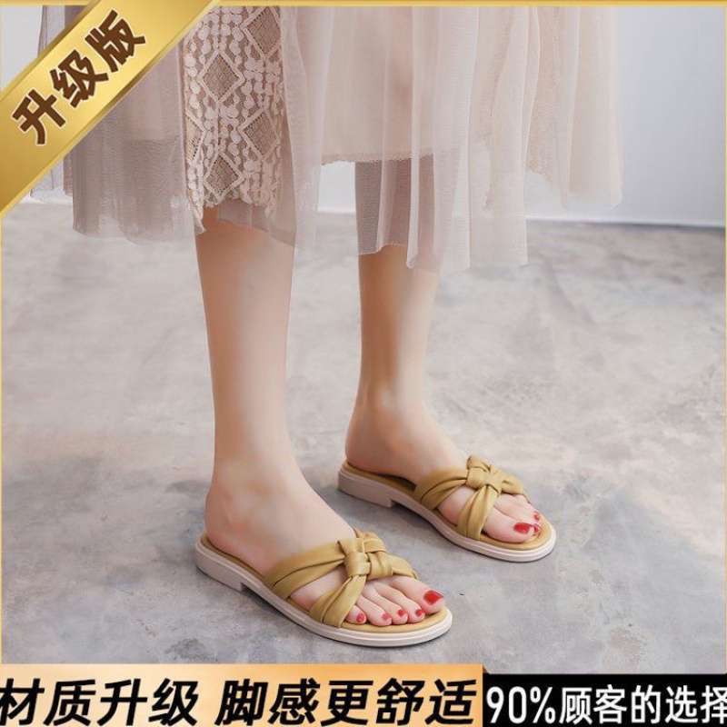 Cross-word slippers women's high-value summer out new fashionable versatile beach cool slippers soft