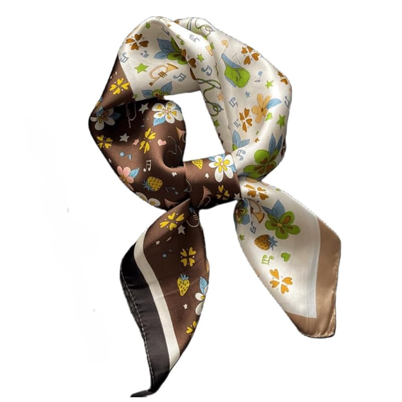 

[KOUMAKI] scarf ladies cat pattern cat print bandana shawl neckerchief 70×70cm silk style Stylish mother s day square How to roll bag decoration hair