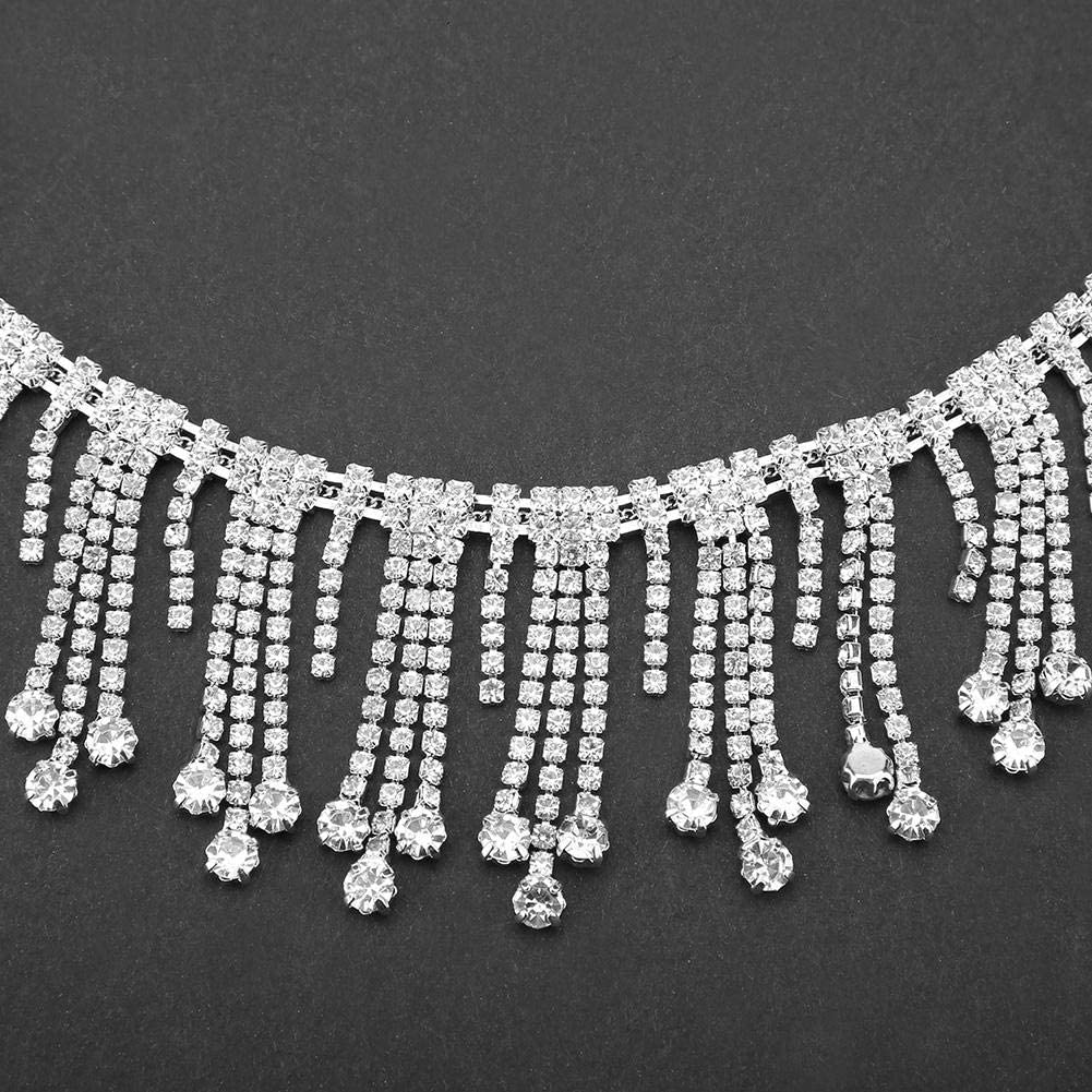Beautiful Long Tassels Crystal Silver Diamond Chain Wedding Dress Necklace Garment Diy Decoration Sewing Costume Applique Trims