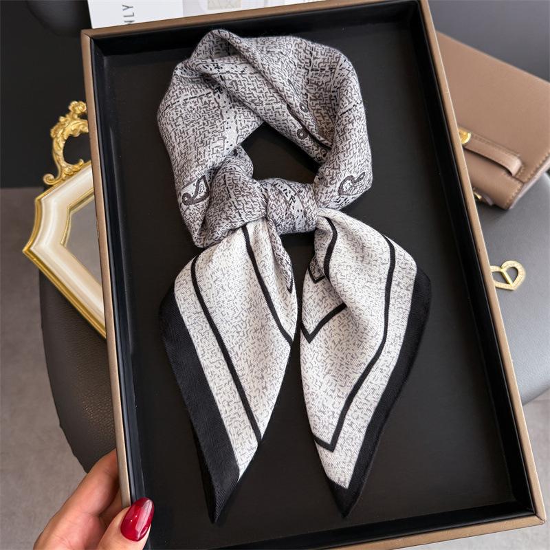 Cashew Print Female Neck Scarf Cotton Linen Feeling Women Square Hair Scarves Foulard Head Band Shawls Wraps Neckerchief Bandana