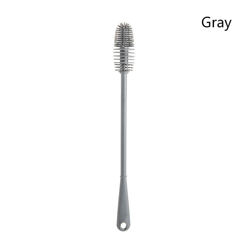 

Мягкая щетка для бутылок, изоляционная чашка, сгибаемая головка щетки, моющая, без тупиков, длинная ручка, силиконовая щетка для чистки, бытовой инструмент серый