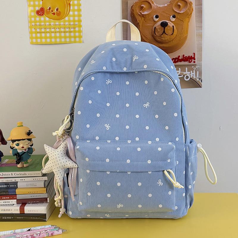 Schoolbag schoolbag junior high school girls girl heart atmosphere polka dot bow versatile high value female student backpack high school