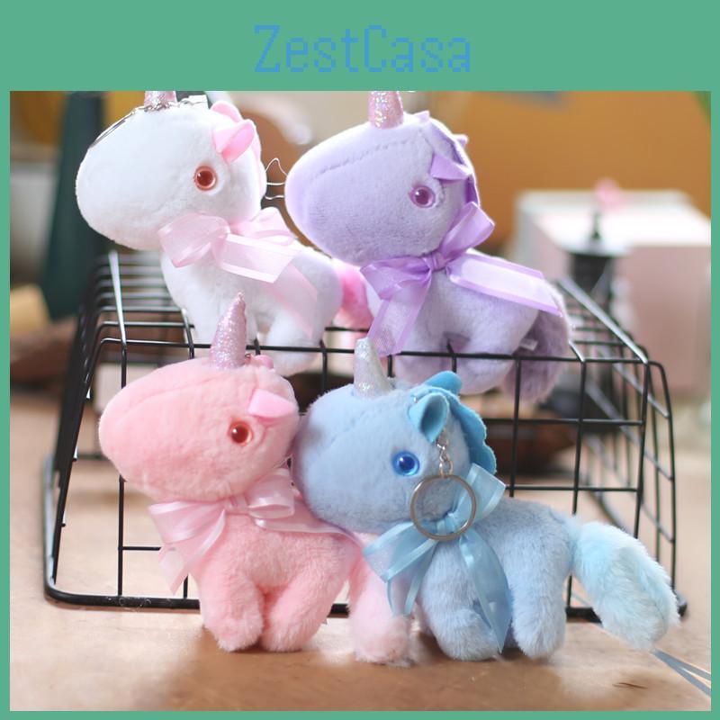 Cute And Cuddly Unicorn Plush Keychain Fluffy Pony Bag Accessory Key Holder