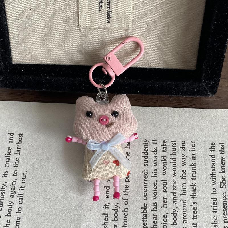 Cute Frog Pig Cat Pendant Keychain For Women Simple Design Phone Rope Chain Lovely Animal Bag Car Keyring Young Girls