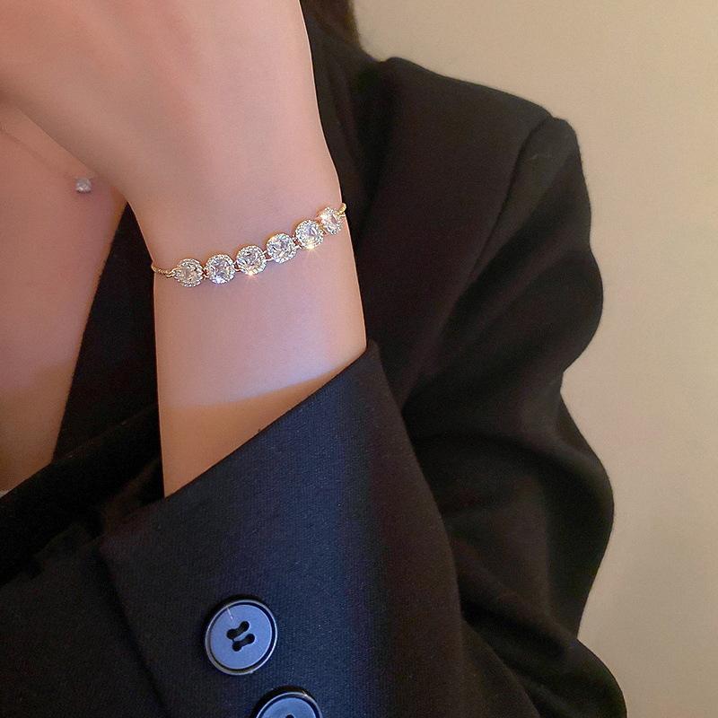 Luxus Gold Plated Übergroße Zirkon Verstellbare Armbänder Für Frauen 2022 Neu Trendig Glänzend Hohe Qualität Armband Hochzeits Schmuck