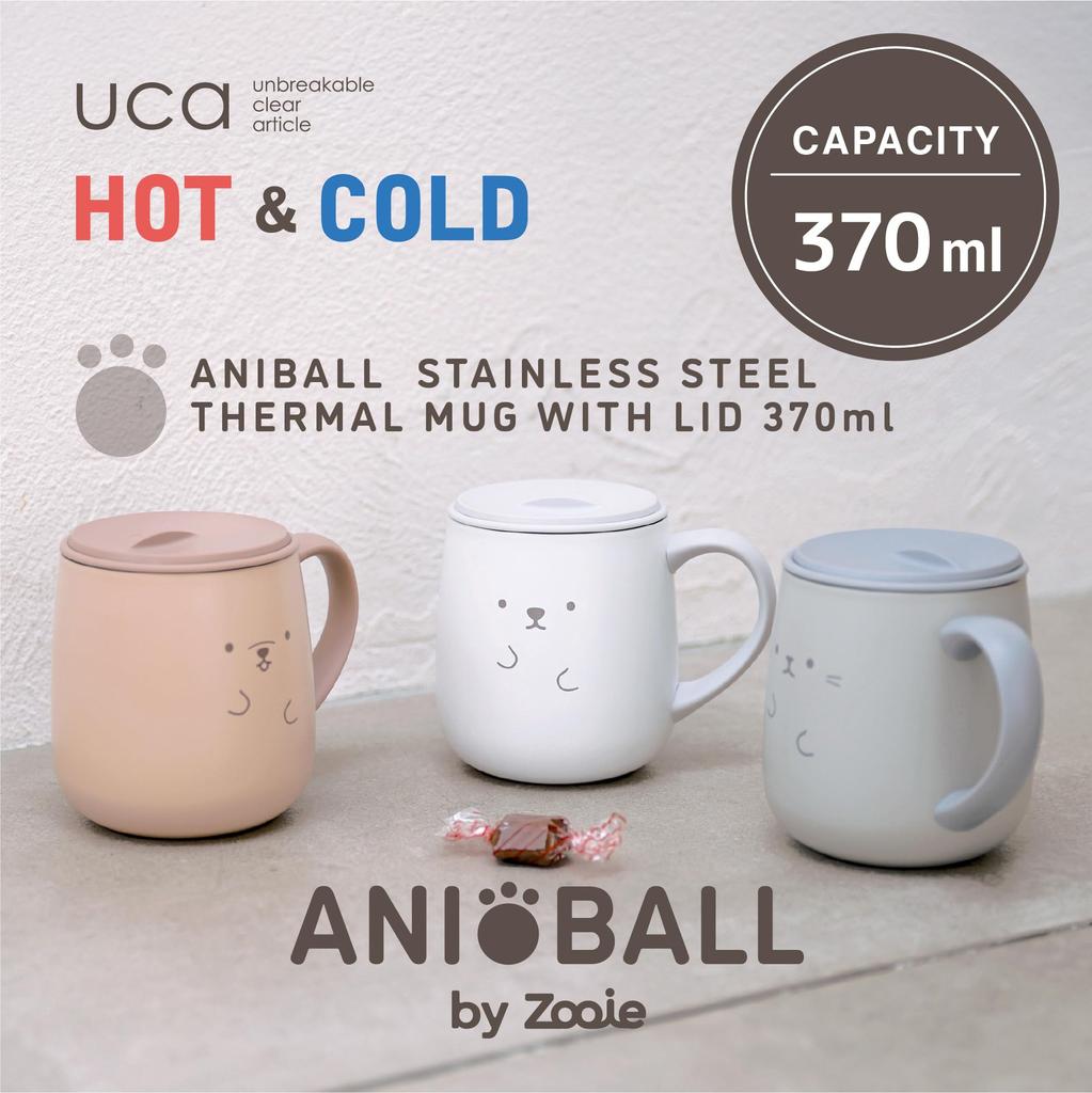 CB Japan Stainless Steel Mug with Sliding Vacuum Double 370ml Large Handle for Easy Stainless Steel Thermal Mug with ANIBALL Lid, Insulated, Layer,