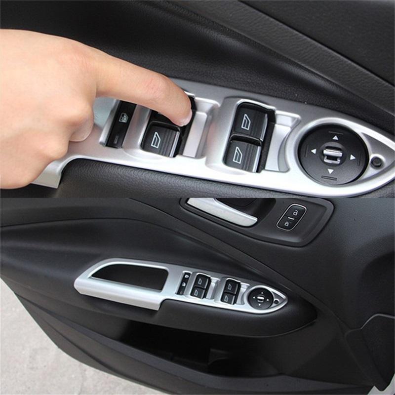 For Ford Escape Kuga LHD 2017 2018  Inner Door Handle Armrest Cover Window Lift Switch Buttons Trims Car Styling Accessories