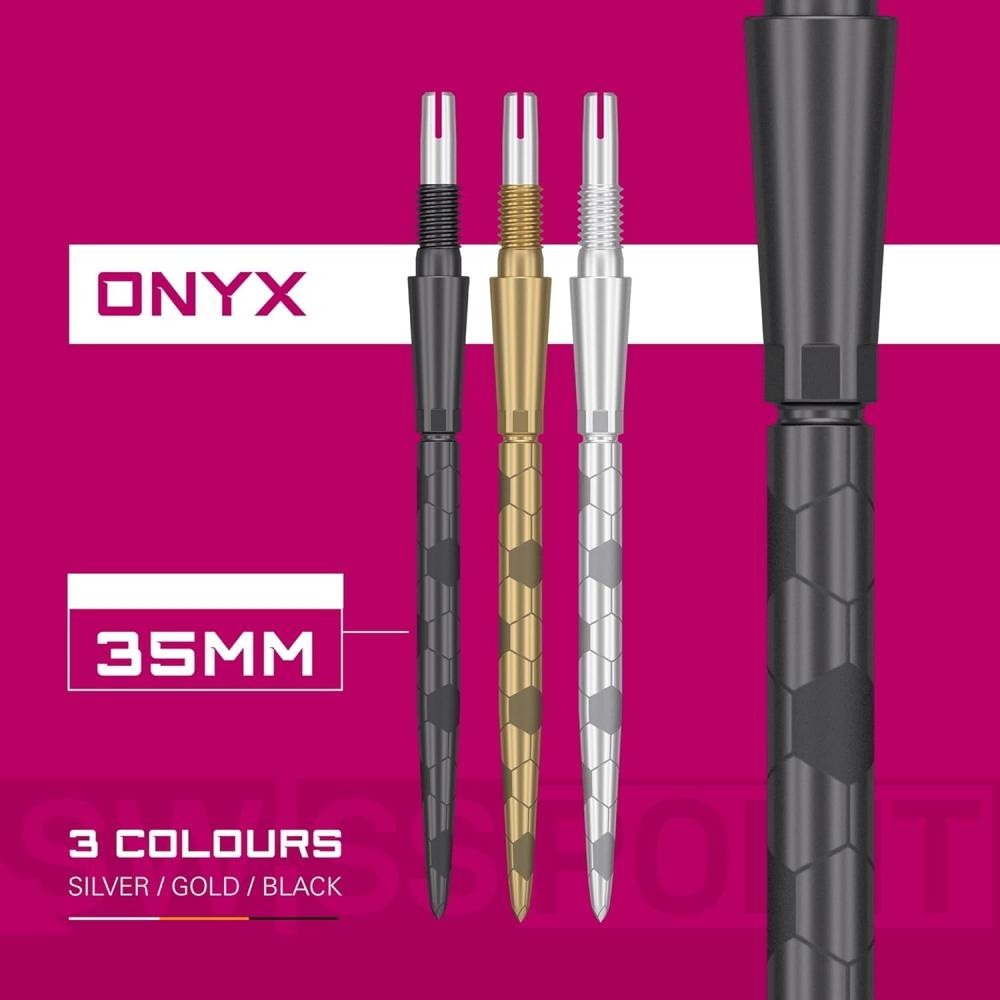 Target Darts Swiss Storm Onyx Dart Points  Set Of 3  26mm 30mm 35mm   Silver Go