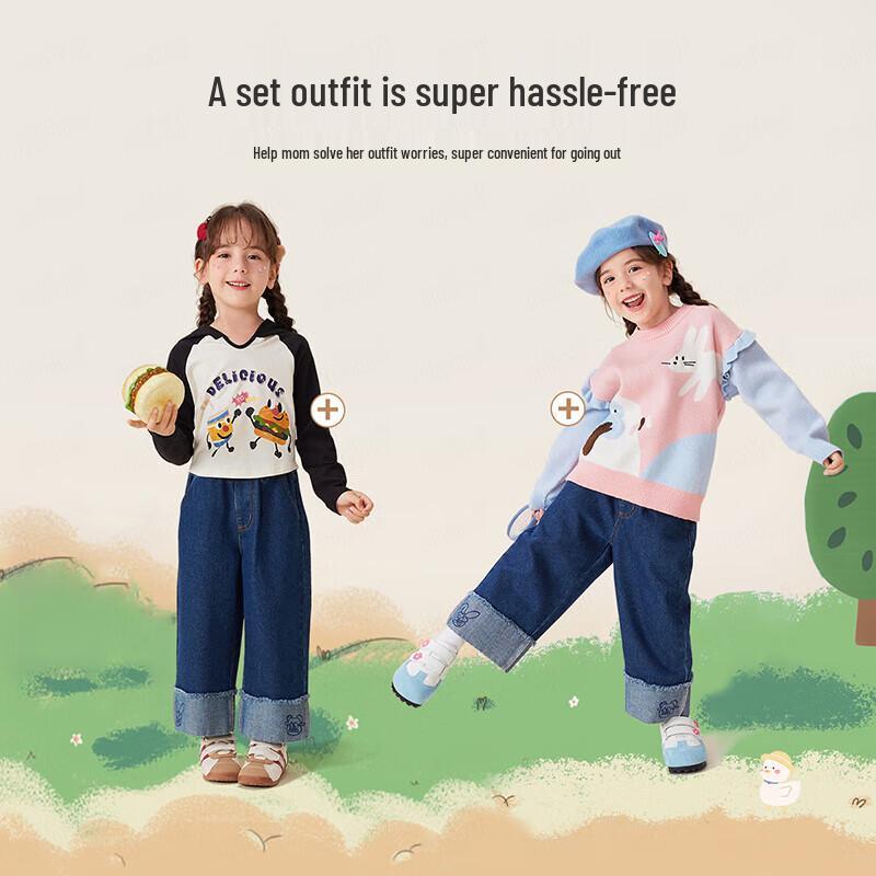 MQDMINI Girls' Cuffed Denim Jeans