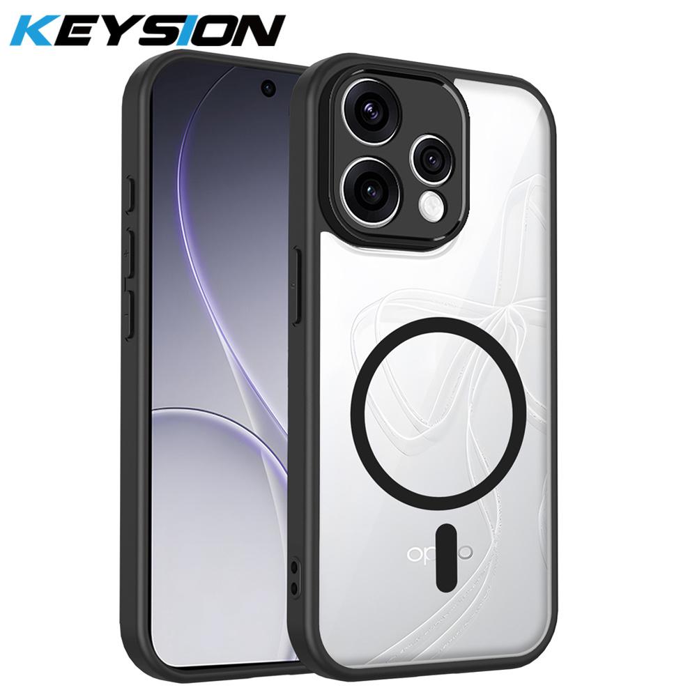 KEYSION Transparent Magnetic Phone Case for OPPO Reno15 Pro Max 5G Silicone+PC HD Clear Shockproof Cover for OPPO Reno15 F 5G for OPPO Reno15 5G чёрный