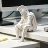 PLA Desktop Ornament Sitting Roman Centurion Statue, Shelf Sitter Soldier Figurine, Bookshelf Edge Ancient Armored Warrior for Desk Decor Artistic