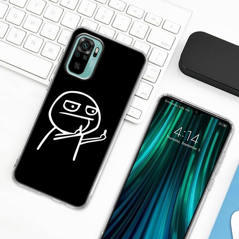 Zabawny człowiek Środkowy palec Fucek etui na telefon do Xiaomi Redmi Note 9s 8 11 7 9 10 Pro 10s 11s Przezroczysta obudowa Czerwona obudowa mi Note 8Pro K40
