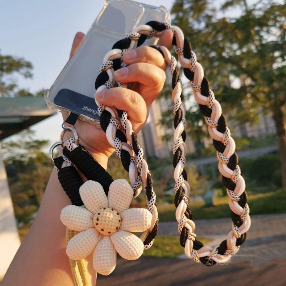 Phone Charm Flowers Phone Lanyard Crossbody Cell Phone Strap Phone Woven Chain  Hanging Ornament