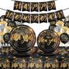 New Year'S Theme Party Tableware Set Party Tablecloth Tissue Paper Plate Paper Cup Scene Flag Arrangement