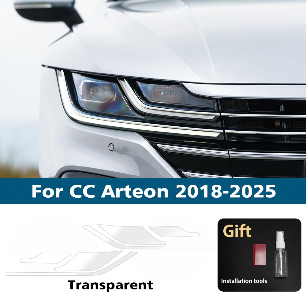 

Car Headlight Protective Film For Volkswagen CC Arteon 2018-2026 TPU PPF Smoke Black Pre Cut Anti-Scratch High-Gloss Vinyl Film For 18-25 CLR