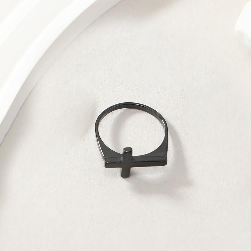 Simple Classic Thin Cross Ring For Men Women Stainless Steel Punk Gothic Ring Unisex Accessories Designer Jewelry Christian Gift