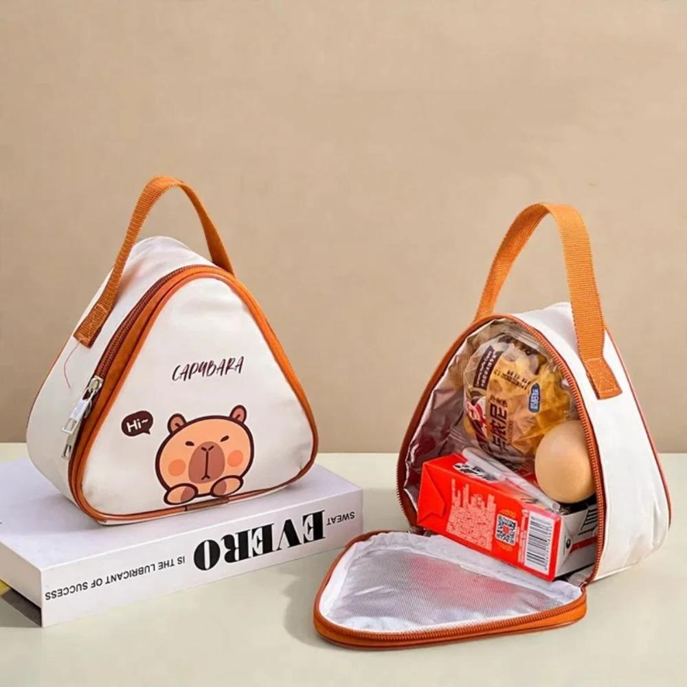 Triangle Bento Bag Portable Insulated Breakfast Bag Oil Proof Waterproof Lunch Box Bag Reusable Cooler Bag for Home School