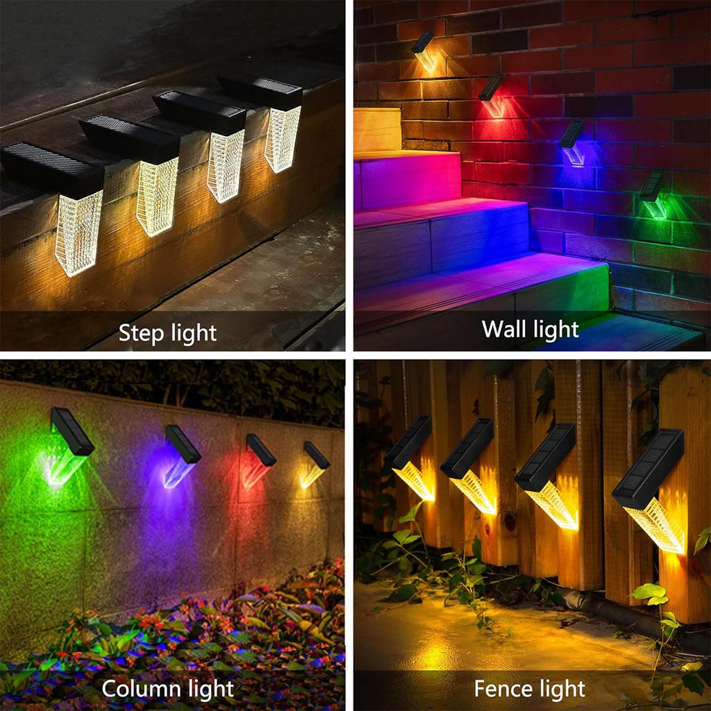 Luzes de Deck Solar de Ângulo Reto Impermeáveis Lâmpada Led Rgb & Branco Quente 1.2v 2.4w Abs Pc Lâmpada de Energia Caminho Inteligente Exterior