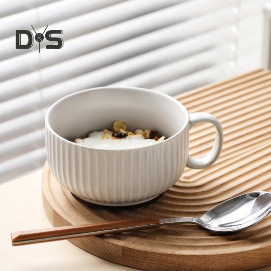 Ceramic Milk Cup with Handle Safe Bouillon Cup Cream Aesthetic Breakfast Bowls Microwave & Oven Safe Tableware for Home Outdoor Restaurant