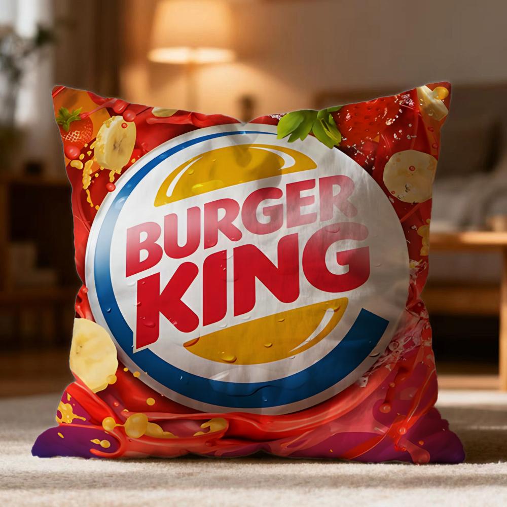 Popular BBurger Kinged Cushion Cover Soft Washable Pillow Case Multi-Scene for Couch Bed Travel Office Use